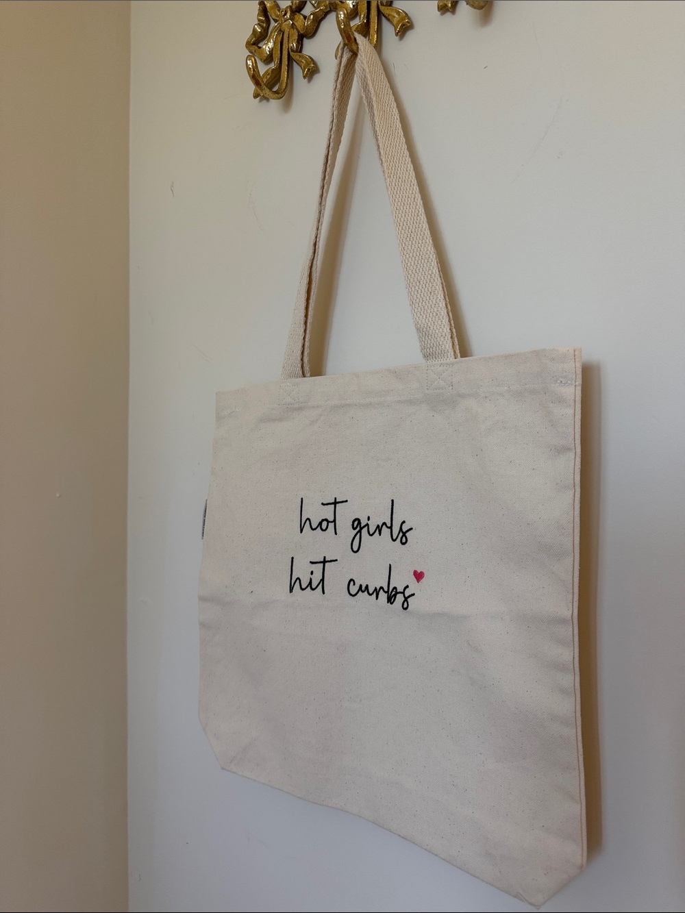 Canvas Tote Bag - Natural with Black Script